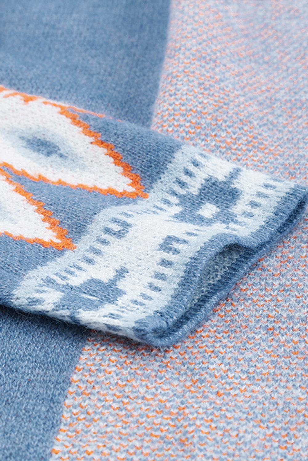 Cardigan ouvert en maille à imprimé aztèque gris 