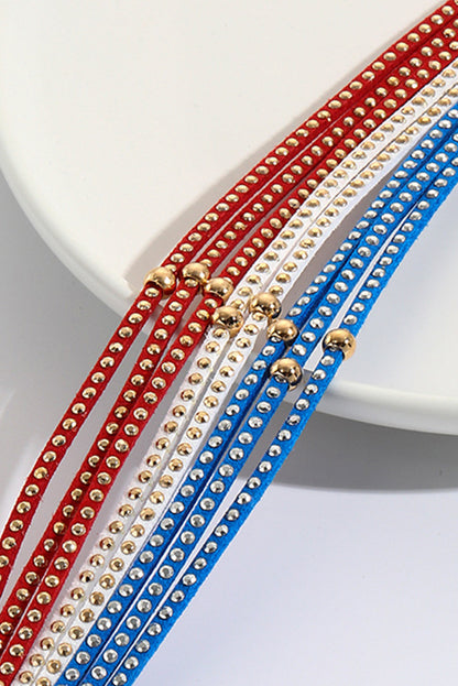Bracelet multicouche clouté à boucle magnétique pour le Jour du Drapeau Bleu Ciel