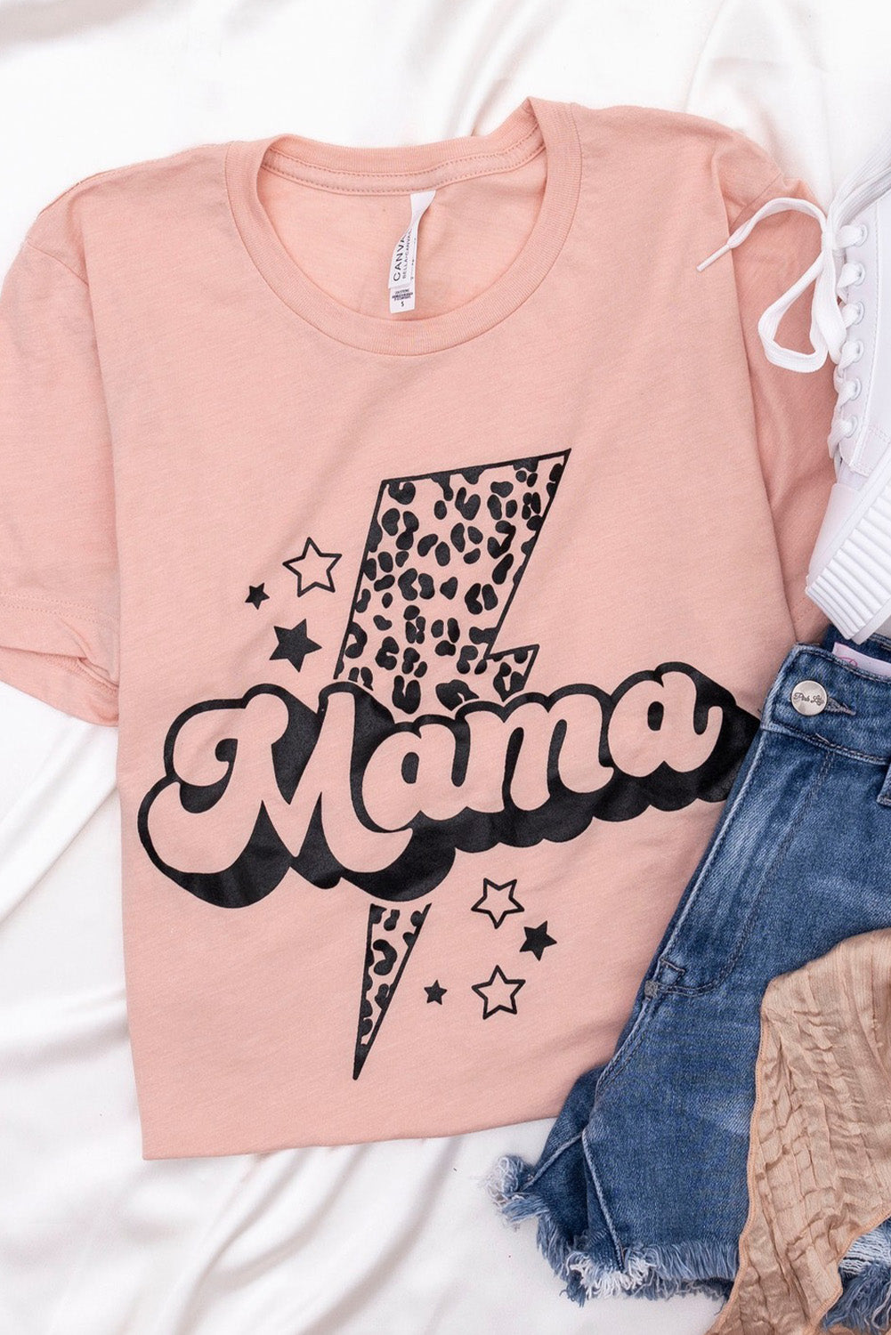 T-shirt graphique à manches courtes avec motif floral et drapeau américain