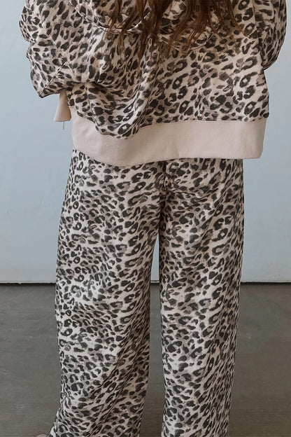 Multicolour Leopard Print Wide Leg Full Length Pants