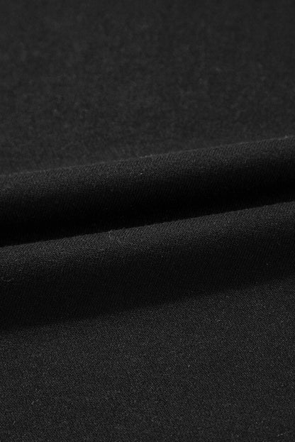 Sweat-shirt noir à col rond et épaules tombantes avec coutures apparentes et fentes