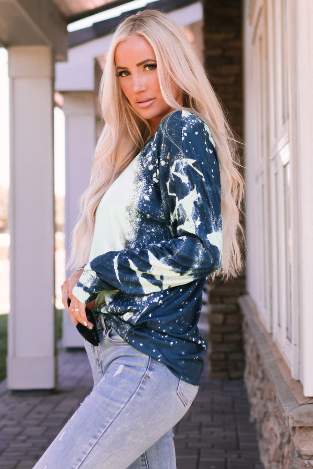 Multicolor Vintage Bleached Burning Vibe Pullover