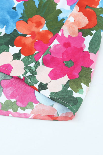 Chemisier à volants et épaules dénudées à imprimé floral