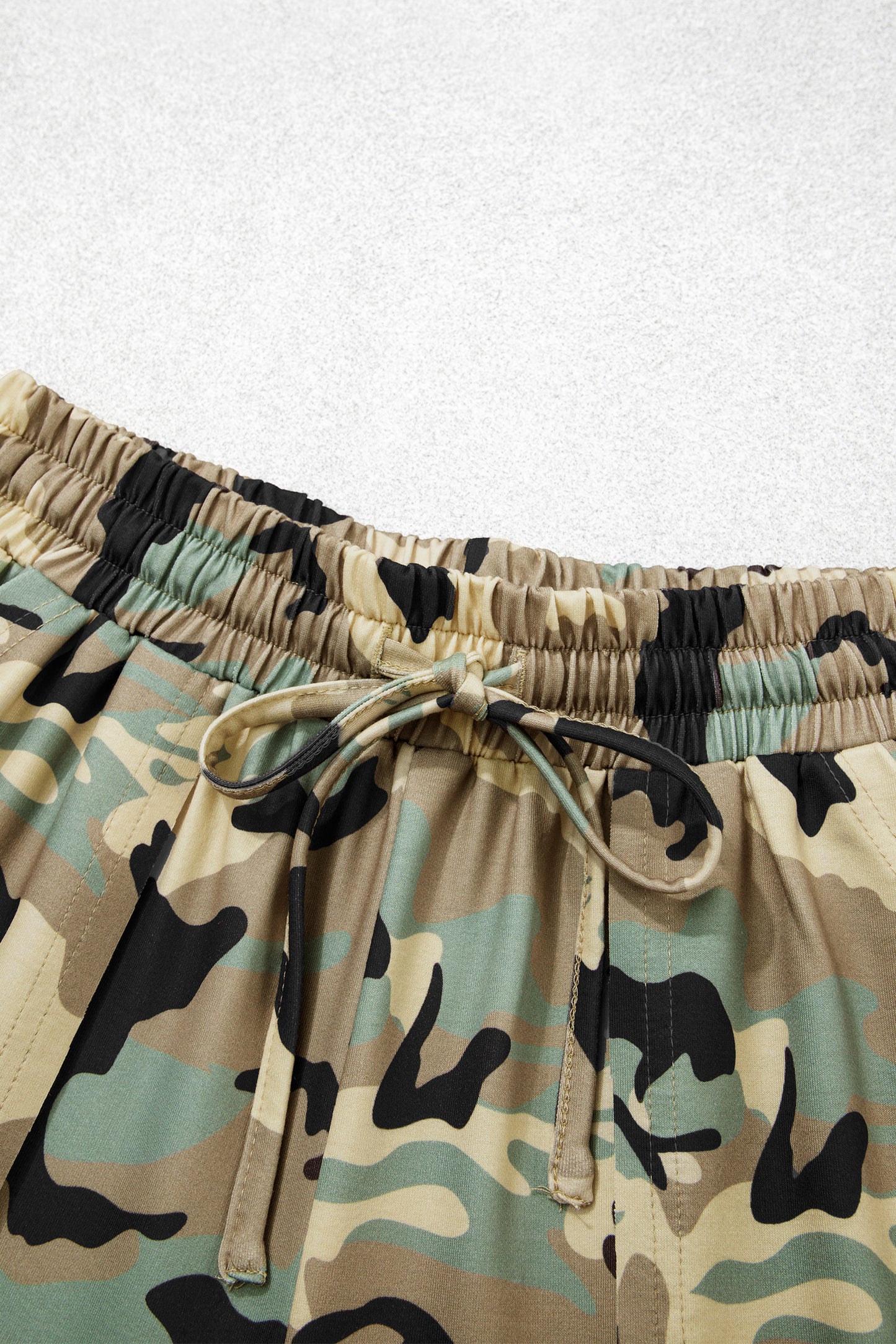 Multicolour Camouflage Print Street Fashion Drawstring Shift Pants