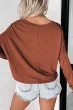 Green Loose V Neck Dropped Long Sleeve Top