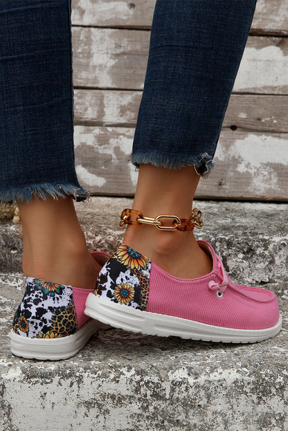 Multicolour Patched Back Heel Slip On Flat Shoes