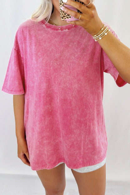 Rose Red Mineral Washed Oversized Tee