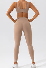 Light French Beige Solid Color Active Bra and High Waist Leggings Workout Set