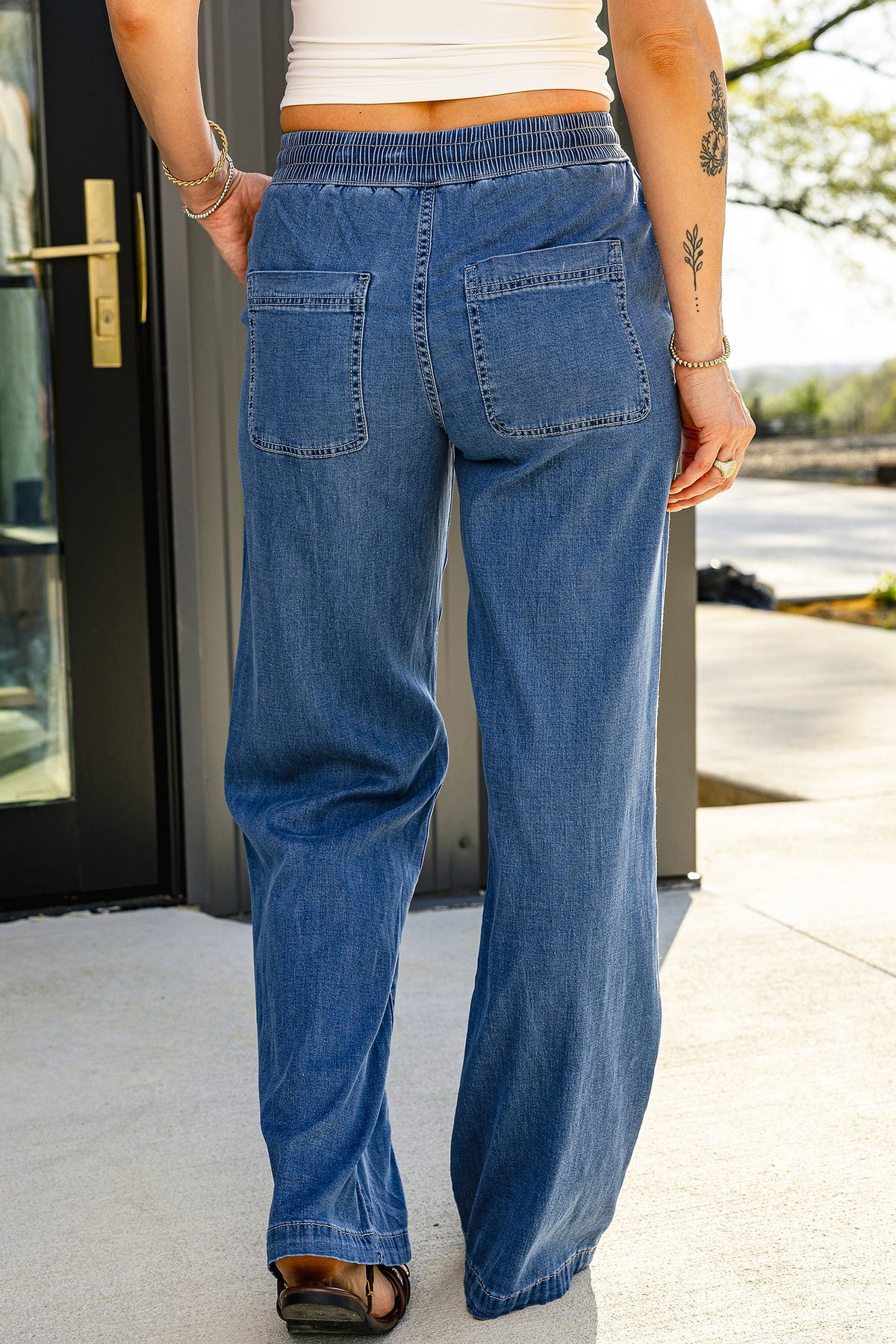 Ashleigh Blue Drawstring Waist Wide Leg Jeans