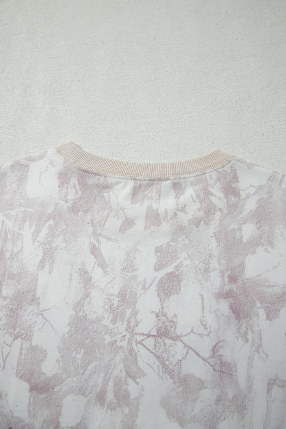 Gray Woodland Camo Print Raw Edge Cropped Top 2pcs Skort Set