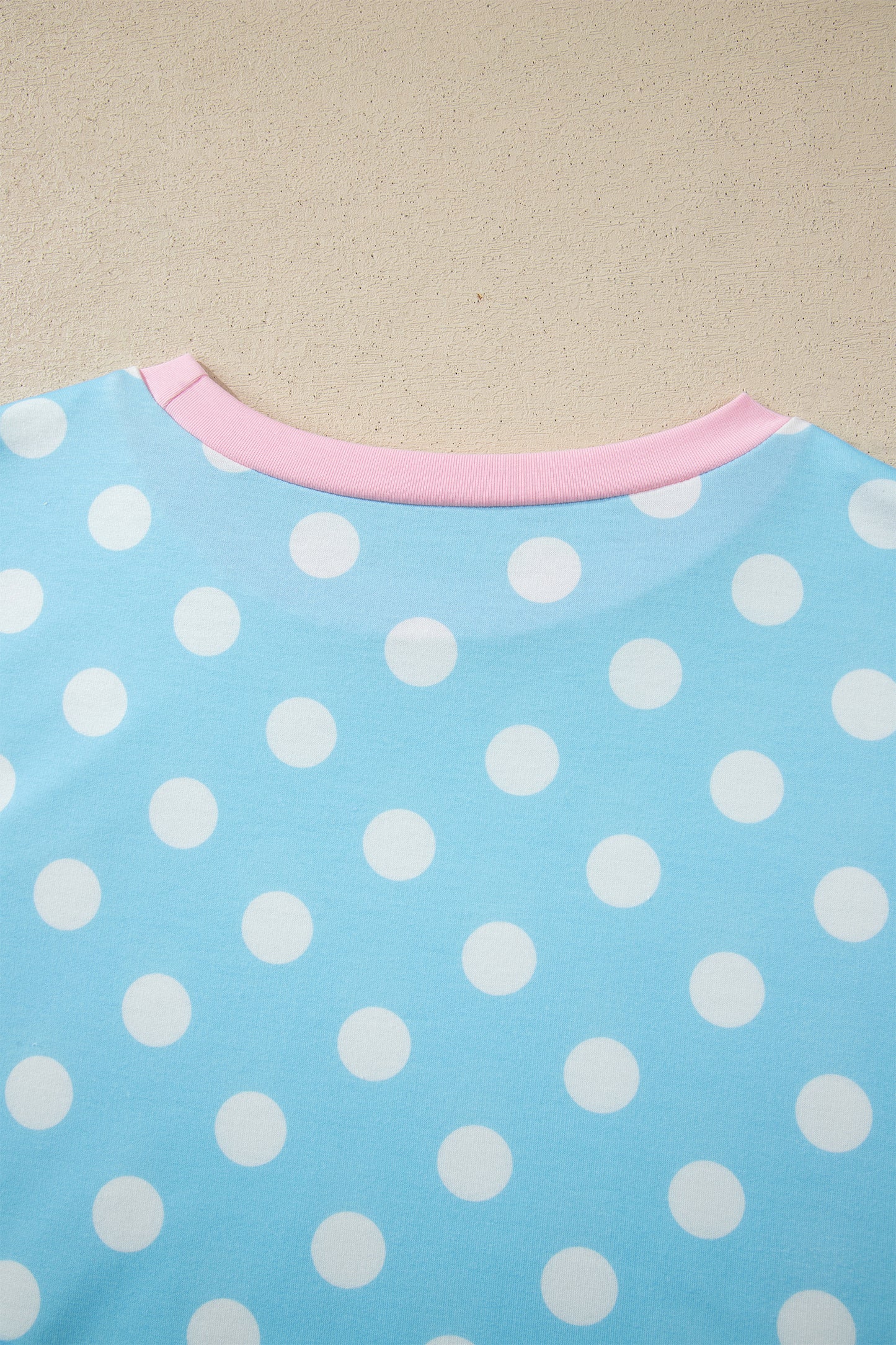 Sky Blue Polka Dot Short Sleeve Top and Pants Set
