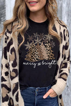 Leopard Christmas Tree Graphic Print Crew Neck T Shirt