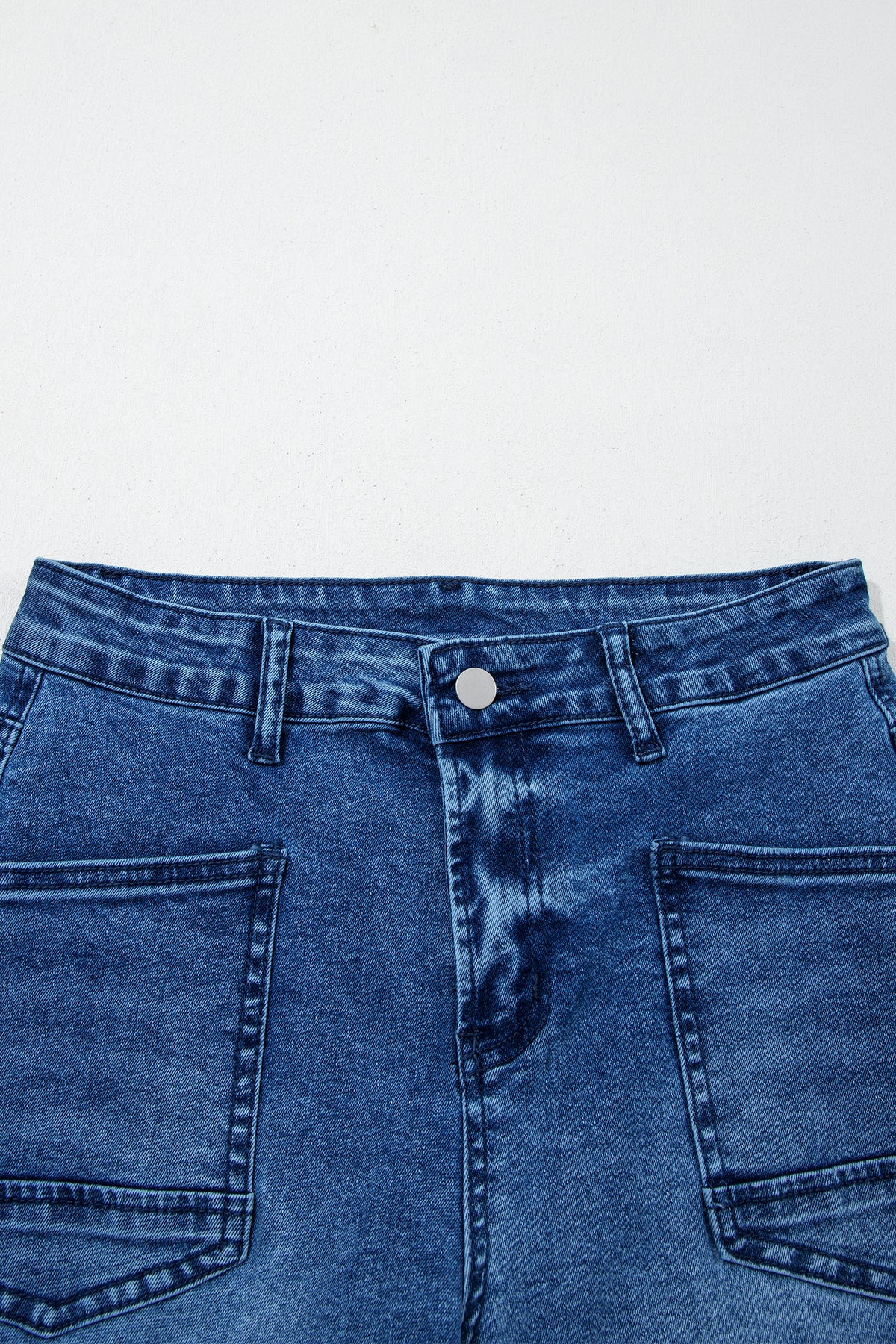 Sail Blue Frayed Cropped Barrel Jeans