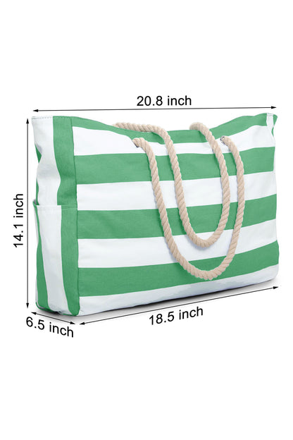 Light Blue Striped Waterproof Canvas Large Capacity Tote Bag