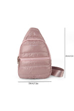 Pale Chestnut Down Feather Multi Pocket Zipped Inclined Shoulder Bag