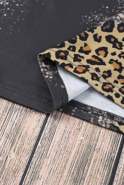 Blank Apparel - Camiseta blanqueada con detalle de leopardo gráfico en blanco gris