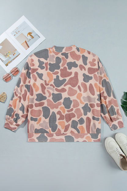 Multicolour Camouflage Western Graphic Plus Size Sweatshirt
