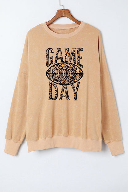 Sudadera caqui con gráfico de leopardo suelto GAME DAY