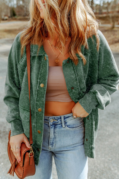 Chaqueta con botones y bolsillo con solapa lavada vintage roja