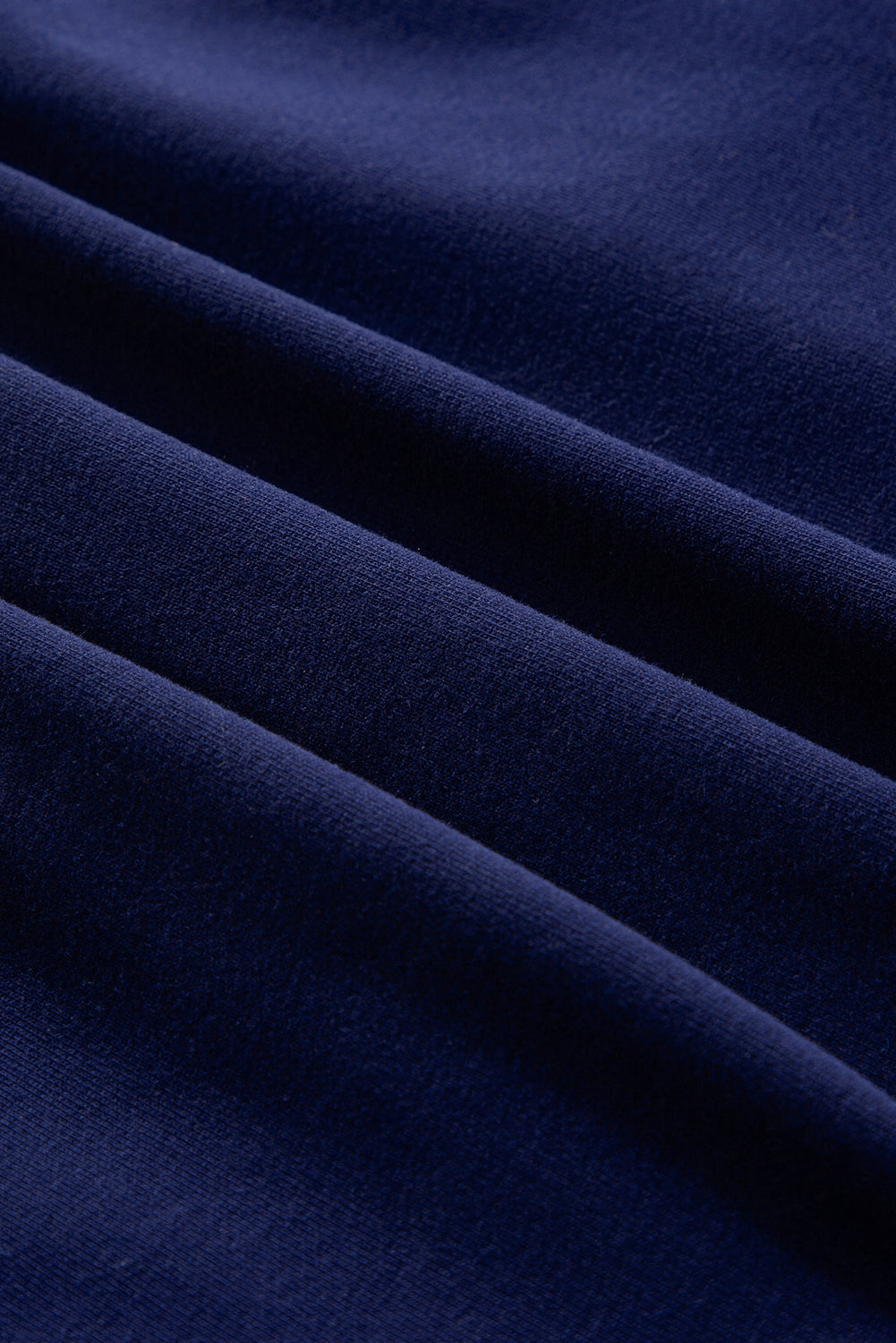 Navy Blue Solid Fleece Lined Drop Shoulder High Low Sweatshirt