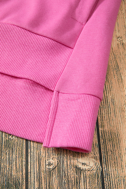 Sweat-shirt uni Bonbon à col rond et ourlet haut-bas