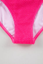 Bright Pink Solid Textured Cut Out One Shoulder Monokini