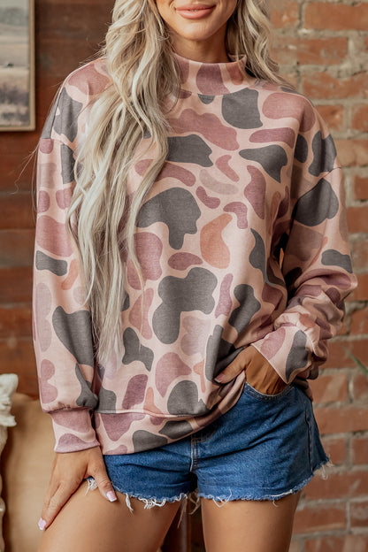 Multicolour Camouflage Western Style Pullover Sweatshirt