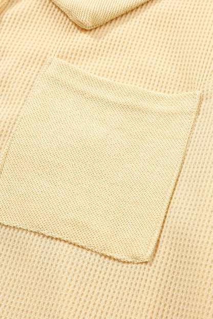 Top de manga larga con botones de punto tipo gofre marrón 