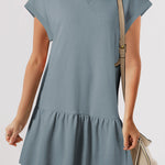 Ashleigh Blue Solid Color Cap Sleeve Drop Waist T Shirt Dress