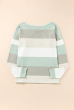 Color Block Ribbed Long Sleeve Top with Pocket
