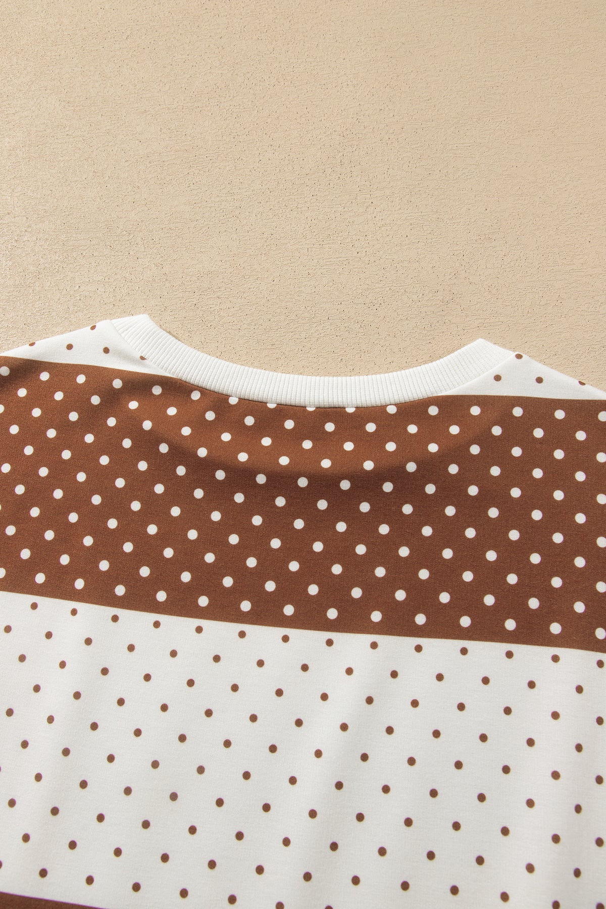 Brown Polka Dot Patchwork Colorblock Long Sleeve Top