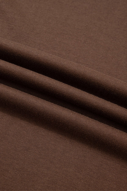 Coffee Colorblock Trim Crewneck Long Sleeve Pullover Sweatshirt