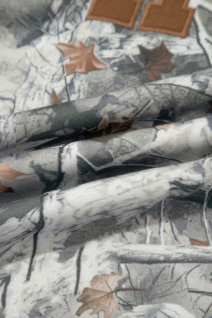 Gray Western Camo/Mallard Letter Print Baggy Pullover Sweatshirt