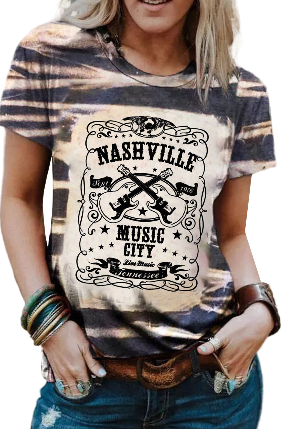 Blank Apparel - T-shirt basique à rayures bleu tie-dye