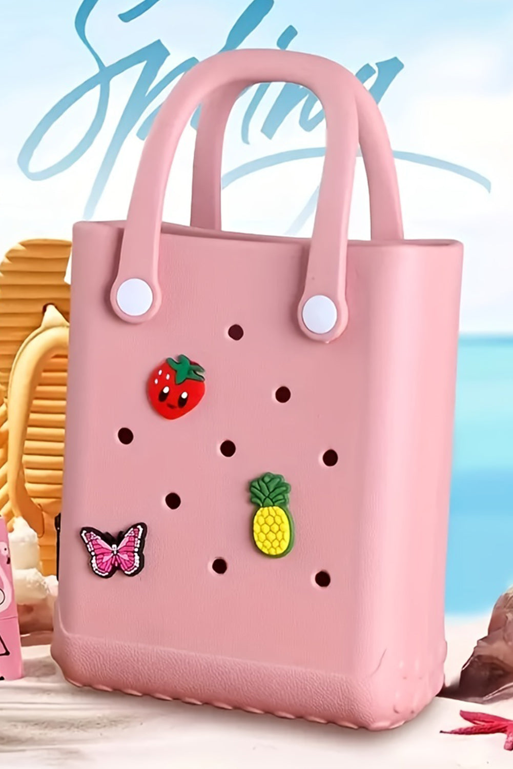 Apricot Pink EVA Self-assembly Detachable Straps Hollow Tote Bag