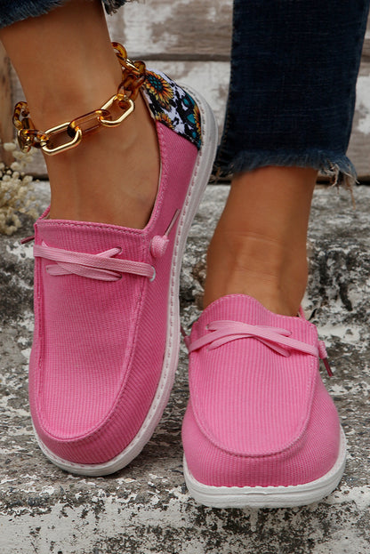 Multicolour Patched Back Heel Slip On Flat Shoes