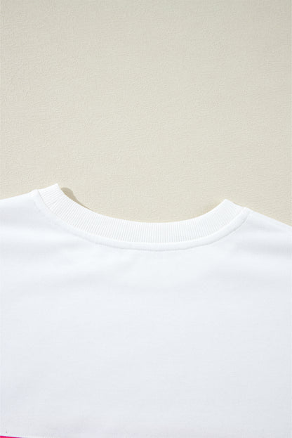 T-shirt à manches longues blanc à rayures colorées