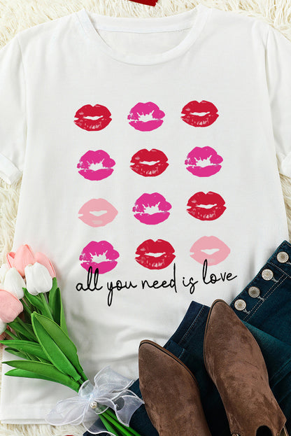 all you need is love Valentines Kisses Graphic Tee
