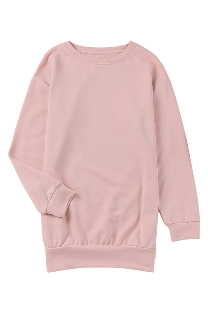 Crew Neck Slit Buttons Sweatshirt