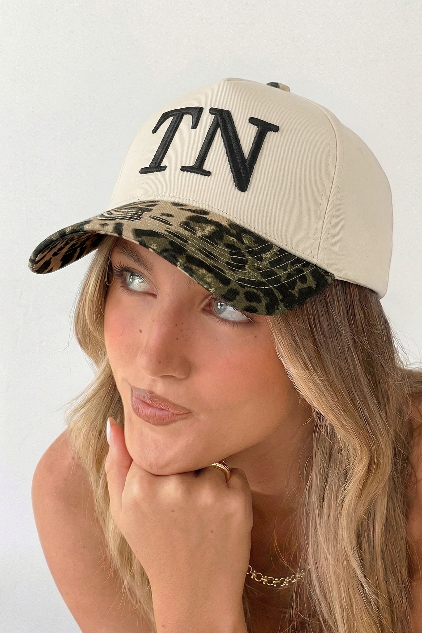 Black TN Contrast Leopard Brim Game Day Baseball Cap