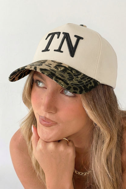 Black TN Contrast Leopard Brim Game Day Baseball Cap