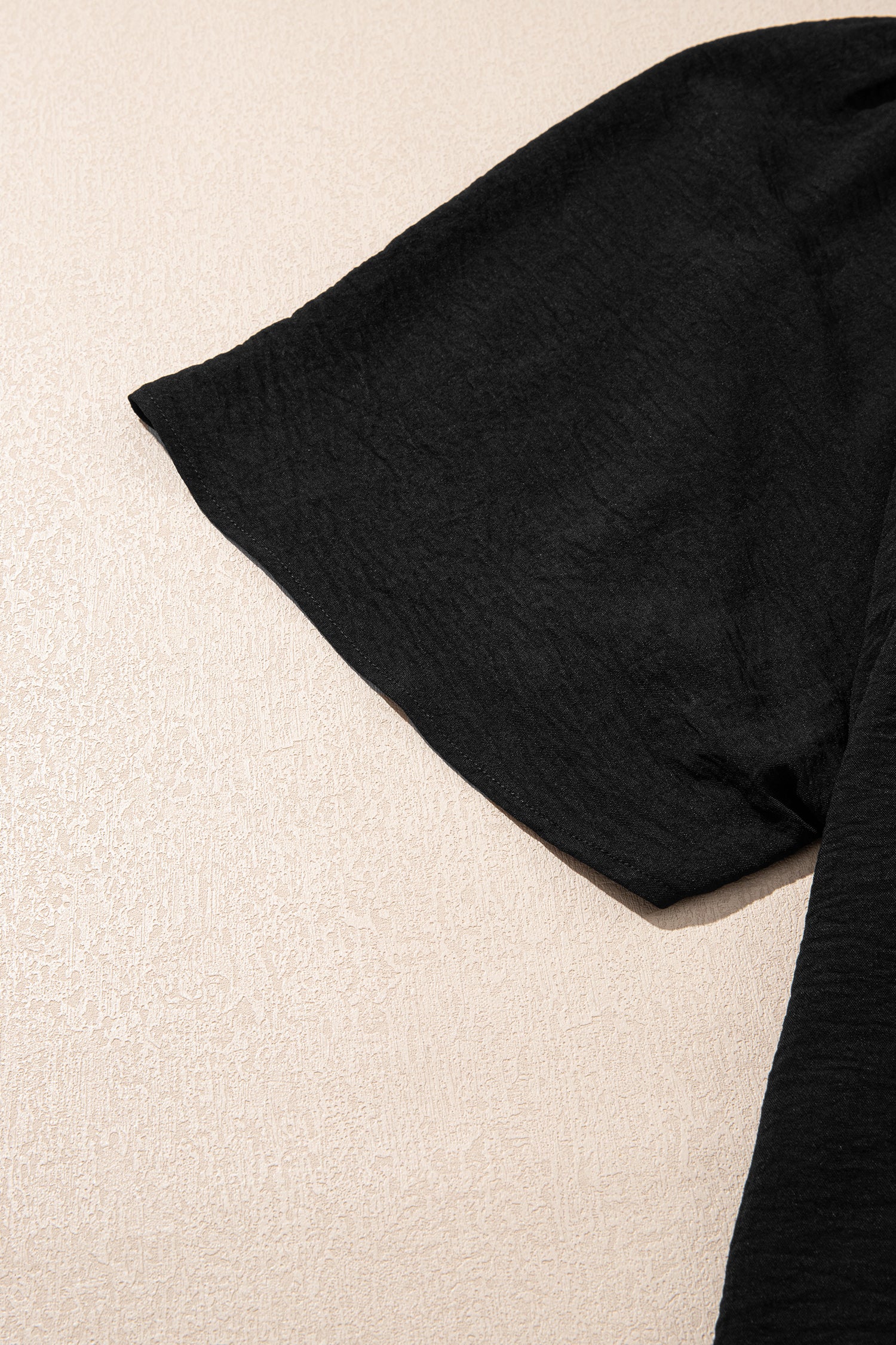 Black Plus Size Solid Color Notched Neck Short Sleeve Loose Dress