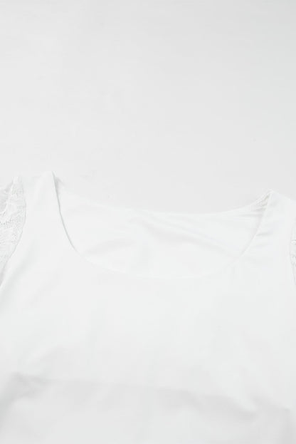 Lace Sleeves Square Neck Bodysuit