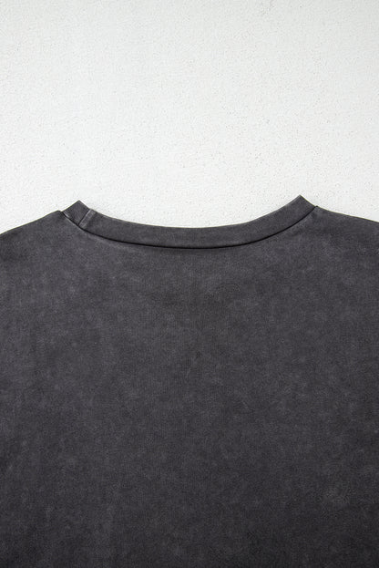 T-shirt graphique gris moyen à imprimé guépard vintage délavé minéral