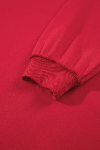 Racing Red Exposed Seam Detail Reversible Double Wear Plus Size Sweatshirt