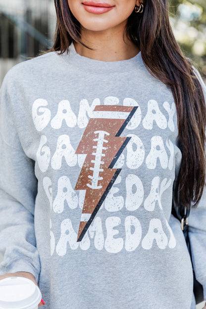 Sweat-shirt gris à imprimé GAME DAY Lightning Rugby Football
