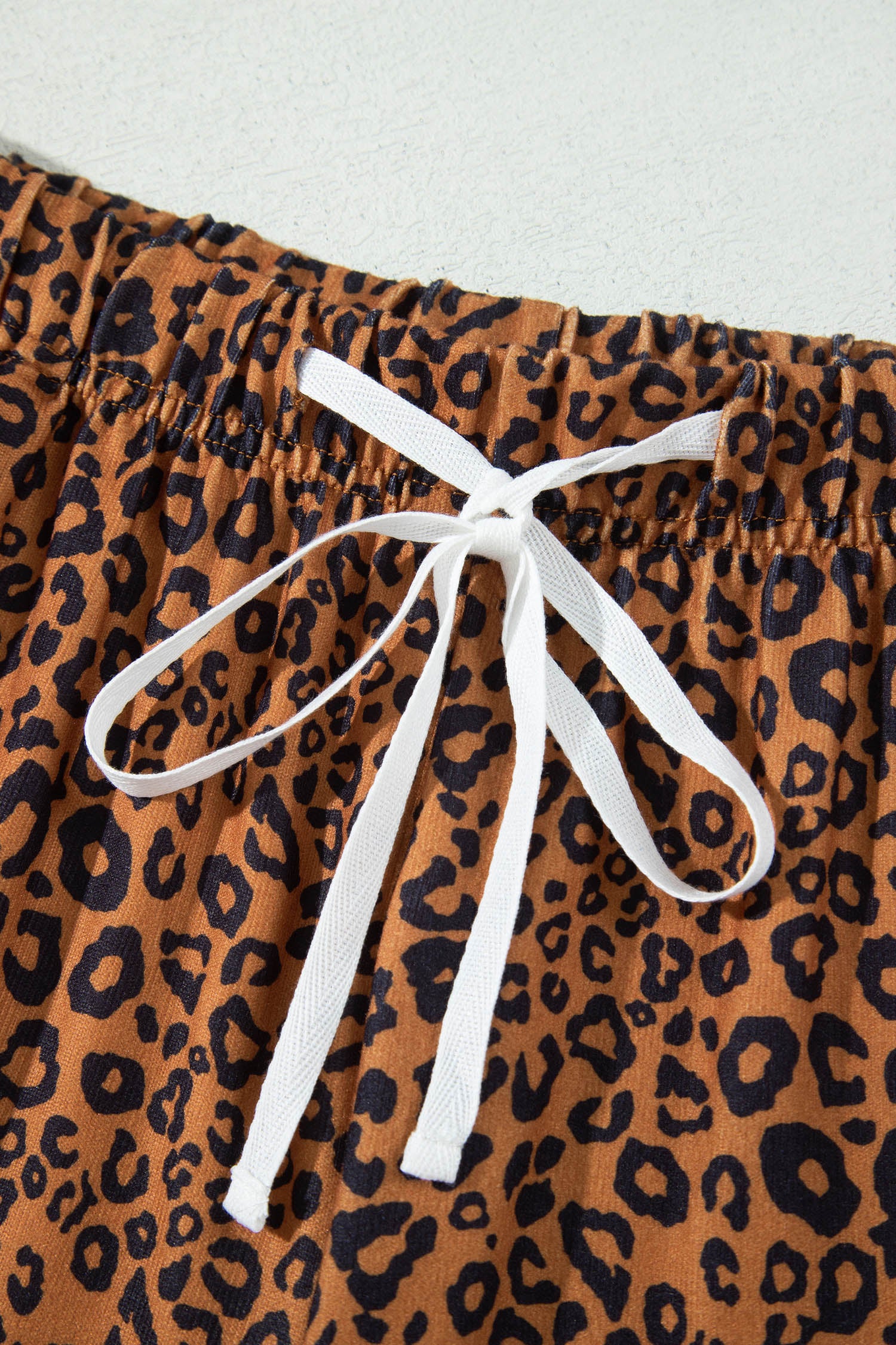 Brown Leopard Print Long Sleeve Top Relaxed Pant Set