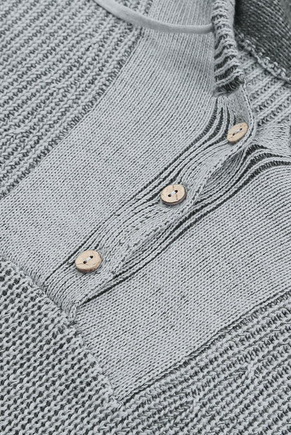 Pull à capuche col V Henley 