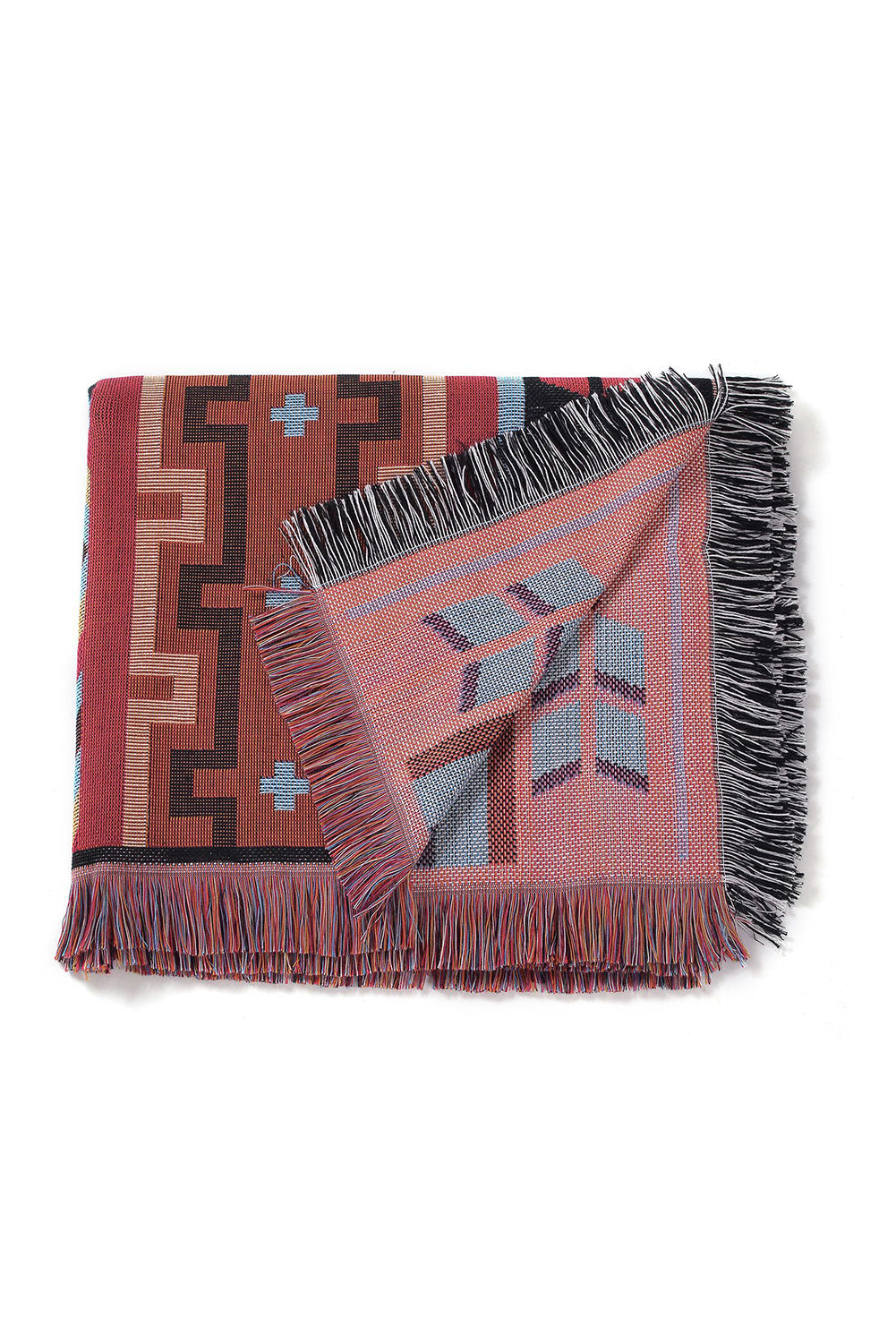 Western Pattern Tasseled Large Blanket