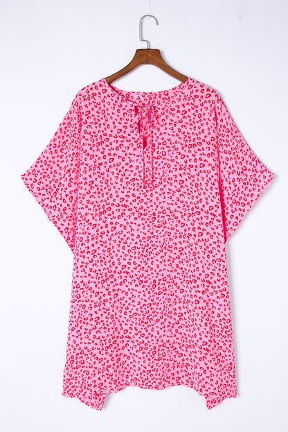 Robe droite à manches mi-longues et imprimé animal